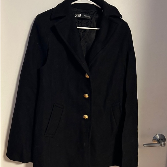 Zara Black Wool Blend Cape Blazer. Size M - Picture 2 of 10